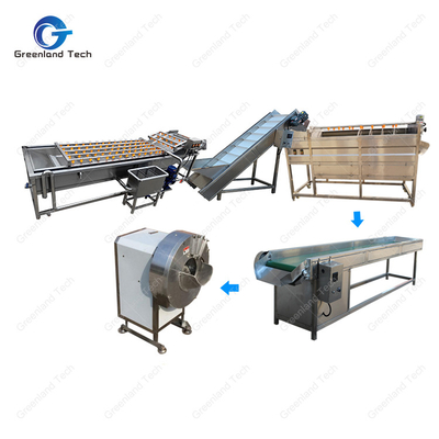 Automatic Snake Food GT-G1000 Ginger Peeling Slicing Processing Machine Line 1000kg/h